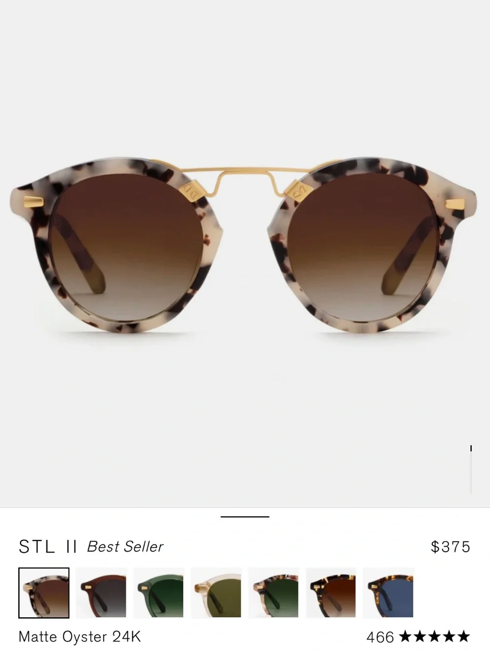 KREWE Round Tortoise and Gold Metal Sunglasses with Brown Lenses
